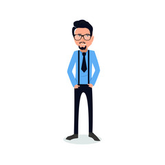 funny and cool cartoon guy in casual clothes, gesturing. Vector illustration, Hipster Style