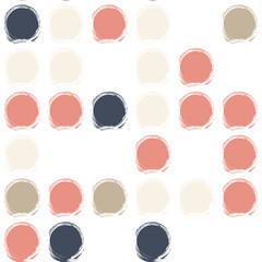 Abstract vector geometric seamless pattern with brush stroke circles  in soft pastel colors.