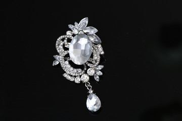 brooch with silver flowers and jewellry