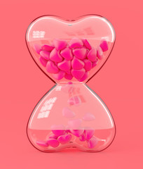 Hourglass with hearts instead of sand. Time to love.