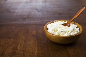 Cottage cheese and spoon