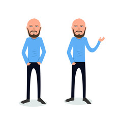 Obraz premium funny and cool cartoon guy in casual clothes, gesturing. Vector illustration, Hipster Style