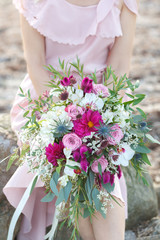 White and pink flower bouquet 