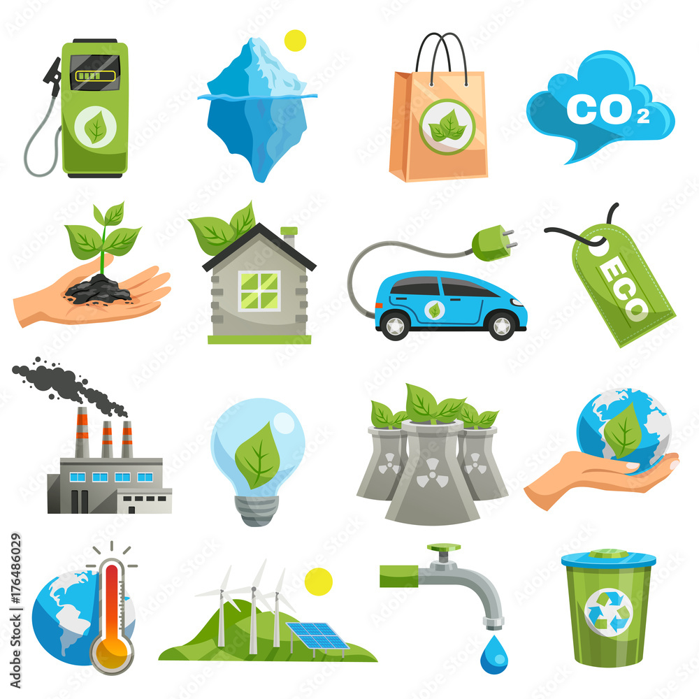 Poster isolated eco icon set