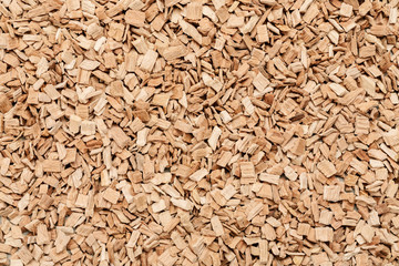 Heap of wood chips macro shot, abstract texture