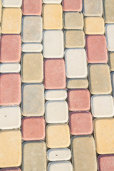 Paving slabs in the form of colorful bricks