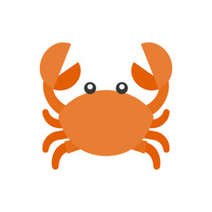 cute crab cartoon icon, flat design vector