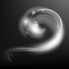 Spiral flare, swirl light effect with sparkles and glow. Abstract magic shiny swirl, motion streak, vortex, glowing fog with stars trail