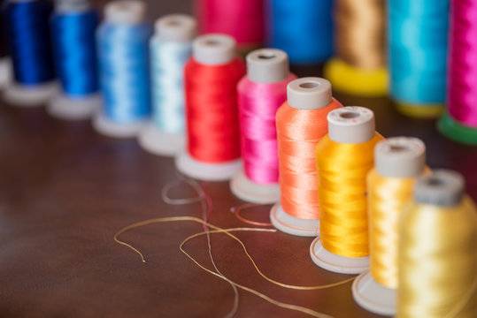 Many Colorful sewing threads