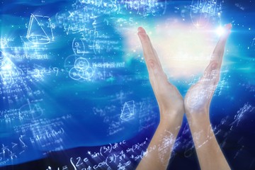 Composite image of hands gesturing against white background