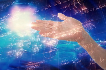 Composite image of cropped image of hand pretending to hold