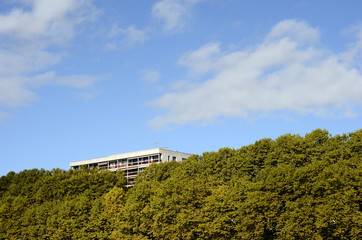 Building, trees and sky