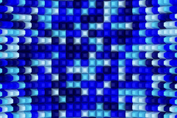 Bended background made with wood cubes on curved wall