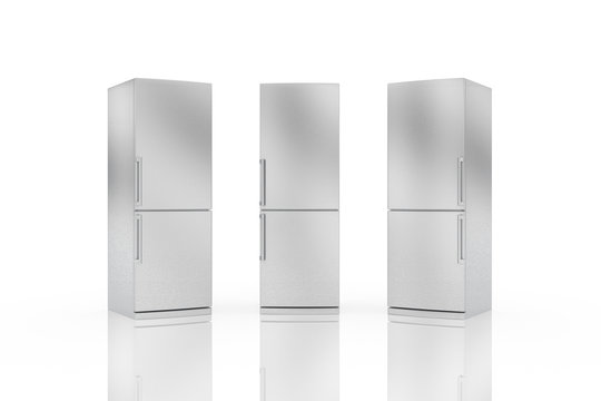 Modern refrigerator isolated on white 3D illustration