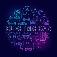 Fototapeta na wymiar Electric Car round colorful illustration