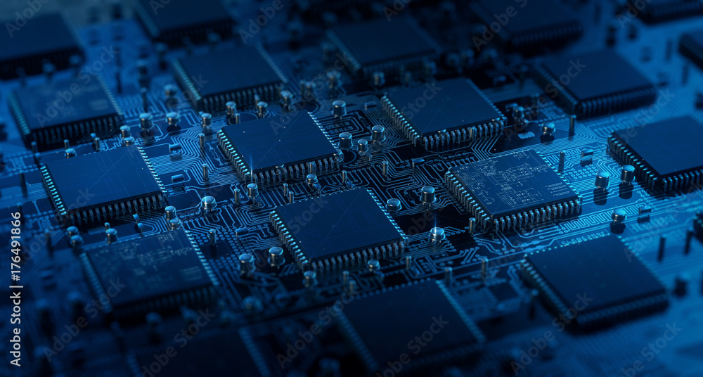 Poster circuit board. electronic computer hardware technology. motherboard digital chip. tech science eda b