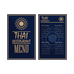 thai folding menu brochures and flyer for restaurant or cafe. vector illustration