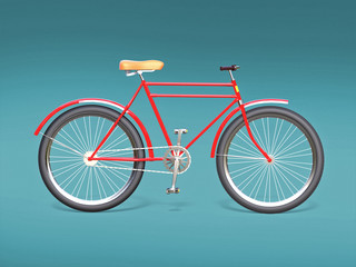 Fototapeta premium Bicycle concept poster design, retro bike render, isolated on color backgound with place for text. sports hipster ride summer event