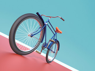 Bicycle concept poster design, retro bike render, isolated on color backgound with place for text. sports hipster ride summer event