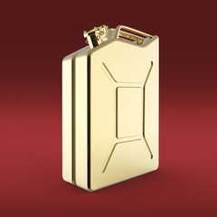 glossy golden jerry can fuel canisterrender isolated