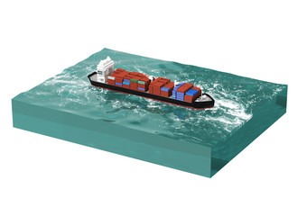 container cargo ship on section of sea, water carriage and maritime transport, Ship, boat, vessel,...