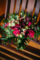 wedding bouquet at wooden background
