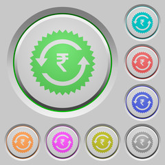 Rupee pay back guarantee sticker push buttons