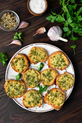 Toasts with cheese and greens