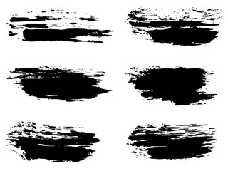 Vector collection of artistic grungy black paint hand made creative brush stroke set isolated on white background. A group of abstract grunge sketches for design education or graphic art decoration