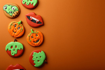 Holiday Halloween background with cookies