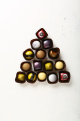  chocolate praline on white background