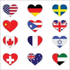 Flag hearts collection