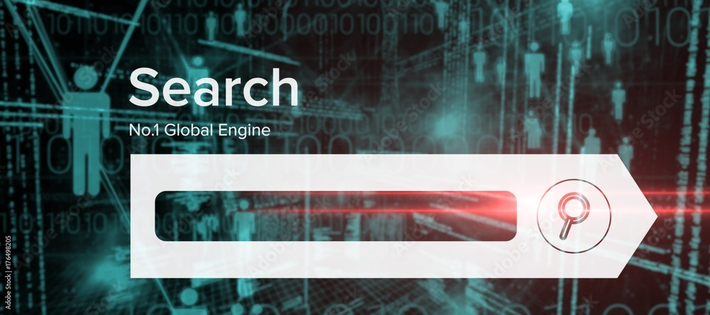 Poster composite image of digital composite image of search engine page
