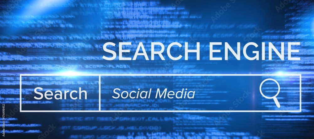 Poster composite image of digitally generated image of search engine