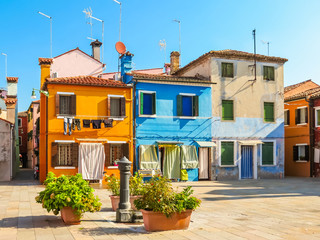 Colorful houses of the Burano Island, Venice, Italy