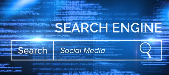 Obraz premium Composite image of digitally generated image of search engine