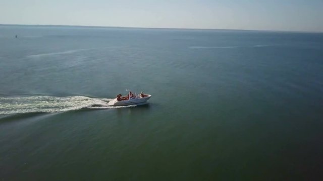 Cruising yacht blue ocean drone footage