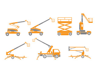 Lifting machine icons set. Vector. Illustration