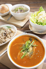 pig cartilage soup and bread