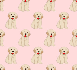 Labrador Golden Retriever Dog Seamless on Pink Background