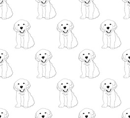 Labrador Golden Retriever Dog Seamless on White Background