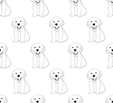 Labrador Golden Retriever Dog Seamless on White Background