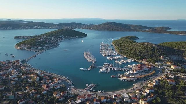 Aerial View of Yacht Club and Marina in Croatia, 4K. Frapa