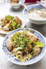 fried bean curd and Meat Dumplings in Spicy Sauce
