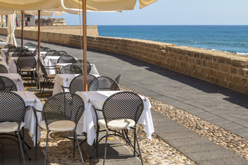 Street cafe in Alghero, Sardinia, Italy