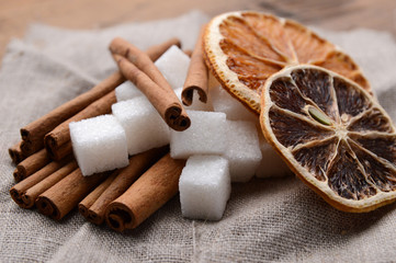 Dried orange with cinnamon