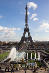 Eiffel Tower and fountain at Jardins du Trocadero, Paris