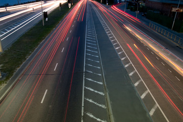 City trafic in red lines