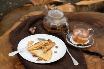 Pancakes with tea