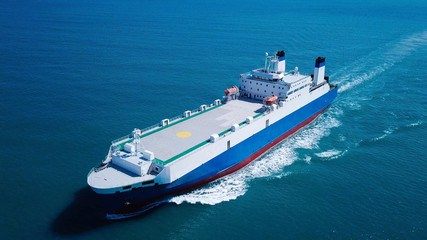 Large RoRo (Roll on/off) vessel cruising the Mediterranean sea